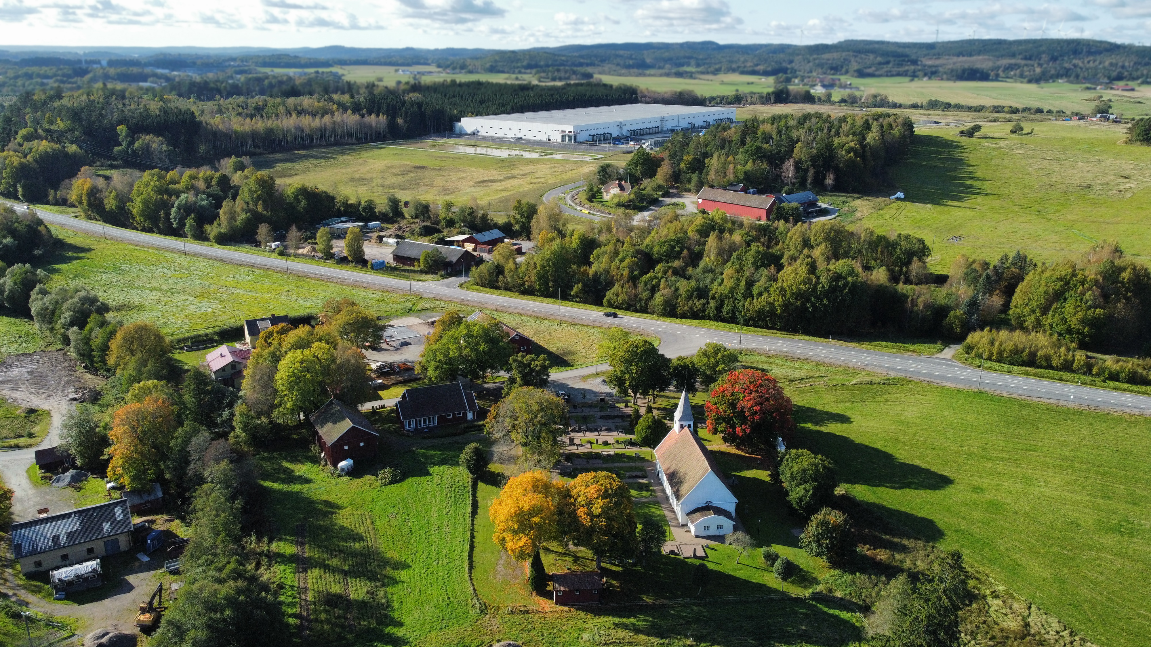 Flygfoto över norra delen av planområdet.