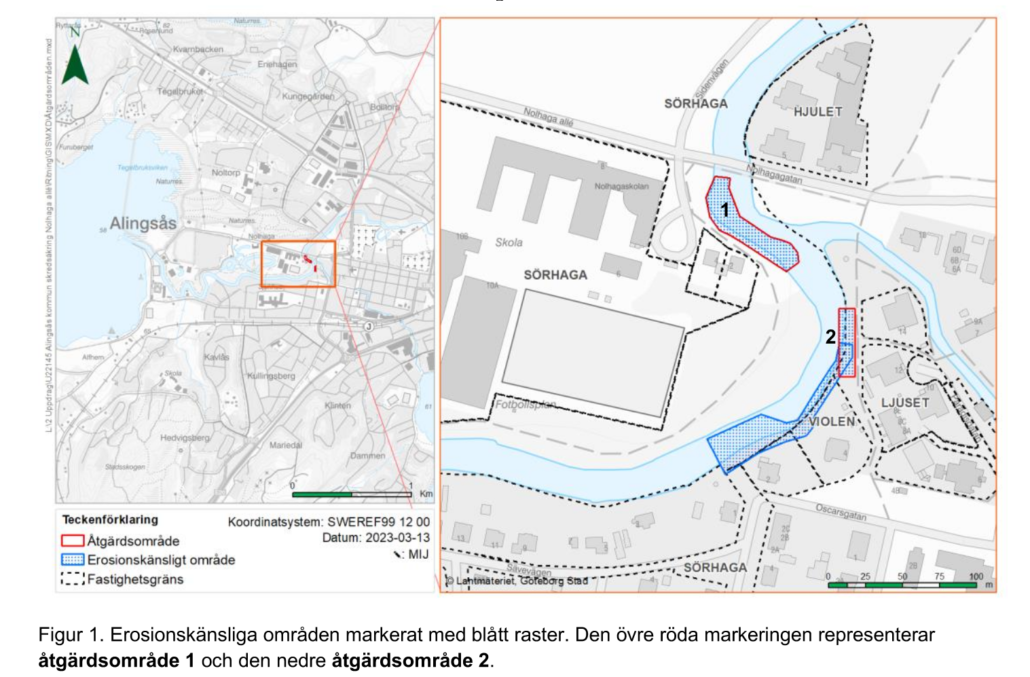 Karta över Nolhaga och ån. 